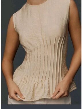 NWOT Anthropologie Della Pleated Waist Shell Top XS Corset Coquette